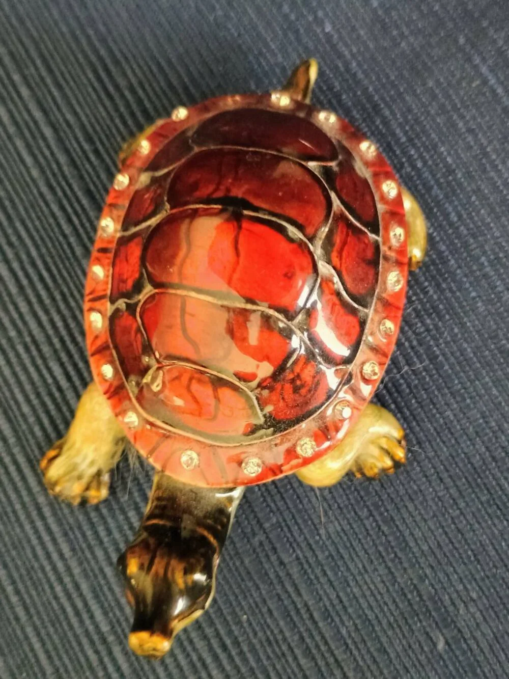 Turtle Jeweled Enameled Trinket Box